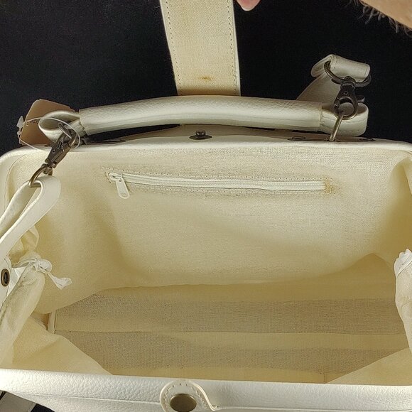 Maison Blanche White Pebbled Leather Purse NWT Handle & Shoulder Strap Vtg OOB - Picture 9 of 15